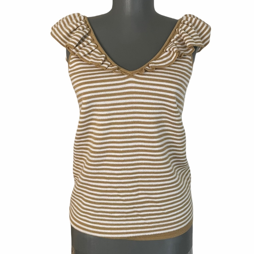 Madewell Womens Belhaven Ruffle Sweater Tank in Stripe Sz XS